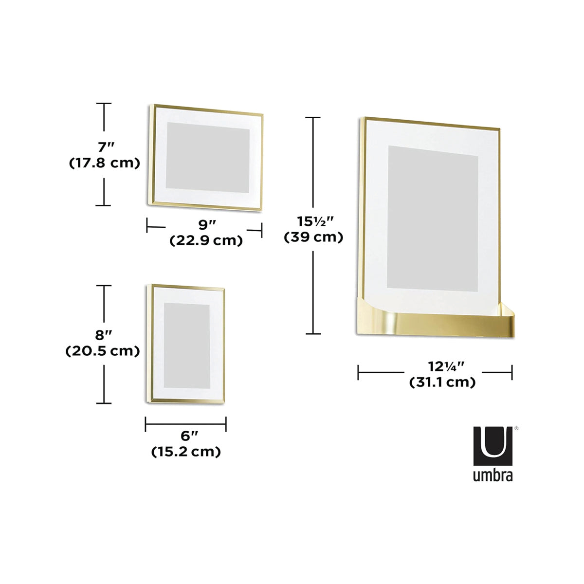 Matinee Photo Display S/5 - Matte Brass