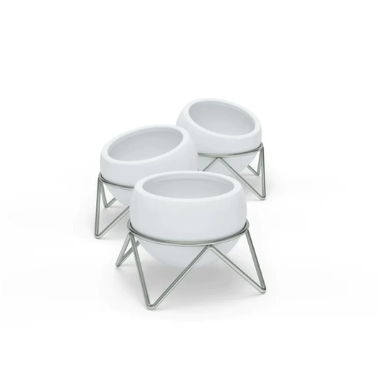 Potsy Planter (Set of 3) - White/Nickel