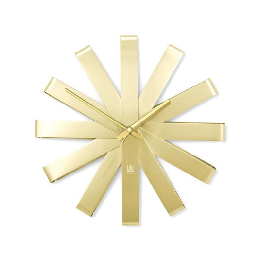 Ribbonwood Wall Clock - Brass