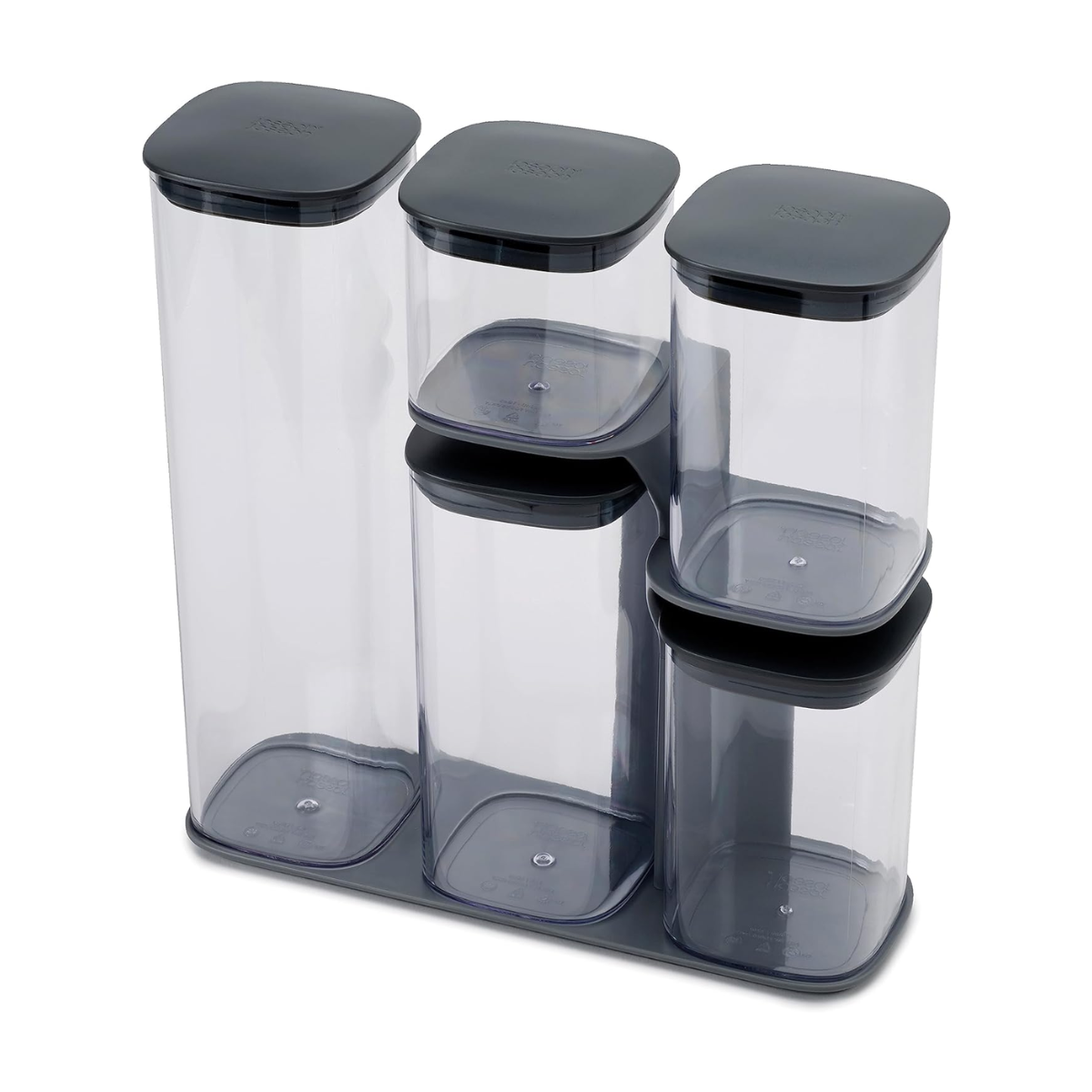 Podium 5-Piece Storage Jar Set With Stand - Grey