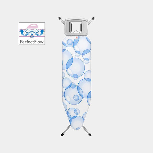 Ironing Board (B) 124x38cm, SSIR (Solid Steam Iron Rest) Metallic Grey Frame, PerfectFlow - Bubbles