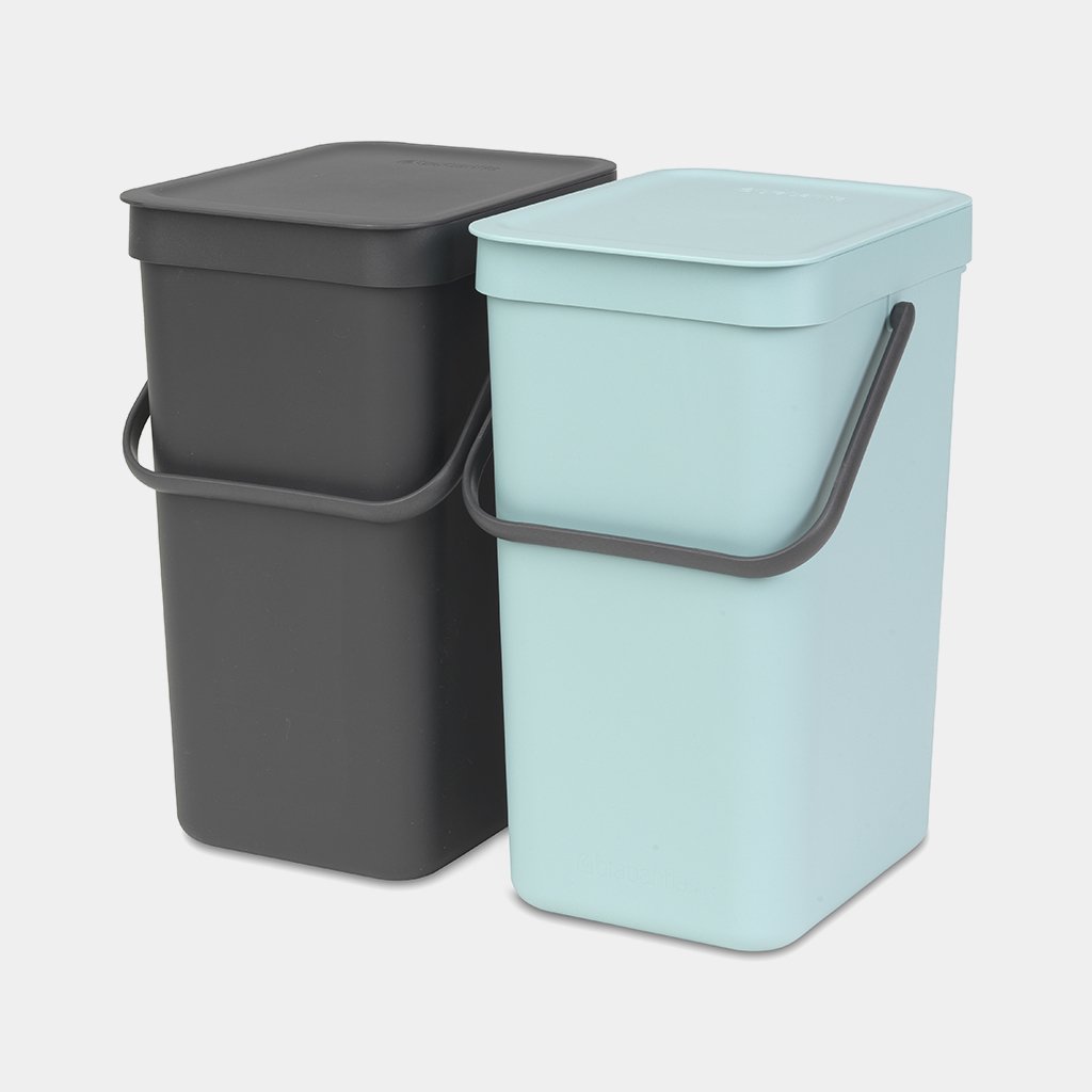 Sort & Go Built-In Bin 2 x 12 Litre - Mint & Grey