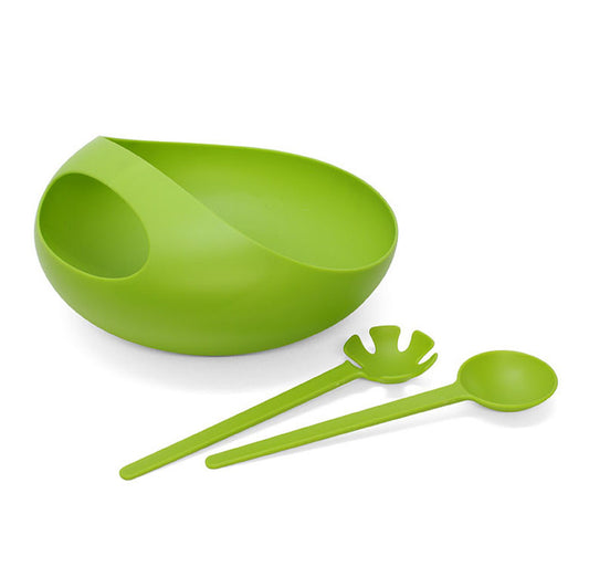 Salad Bowl And Servers - Green